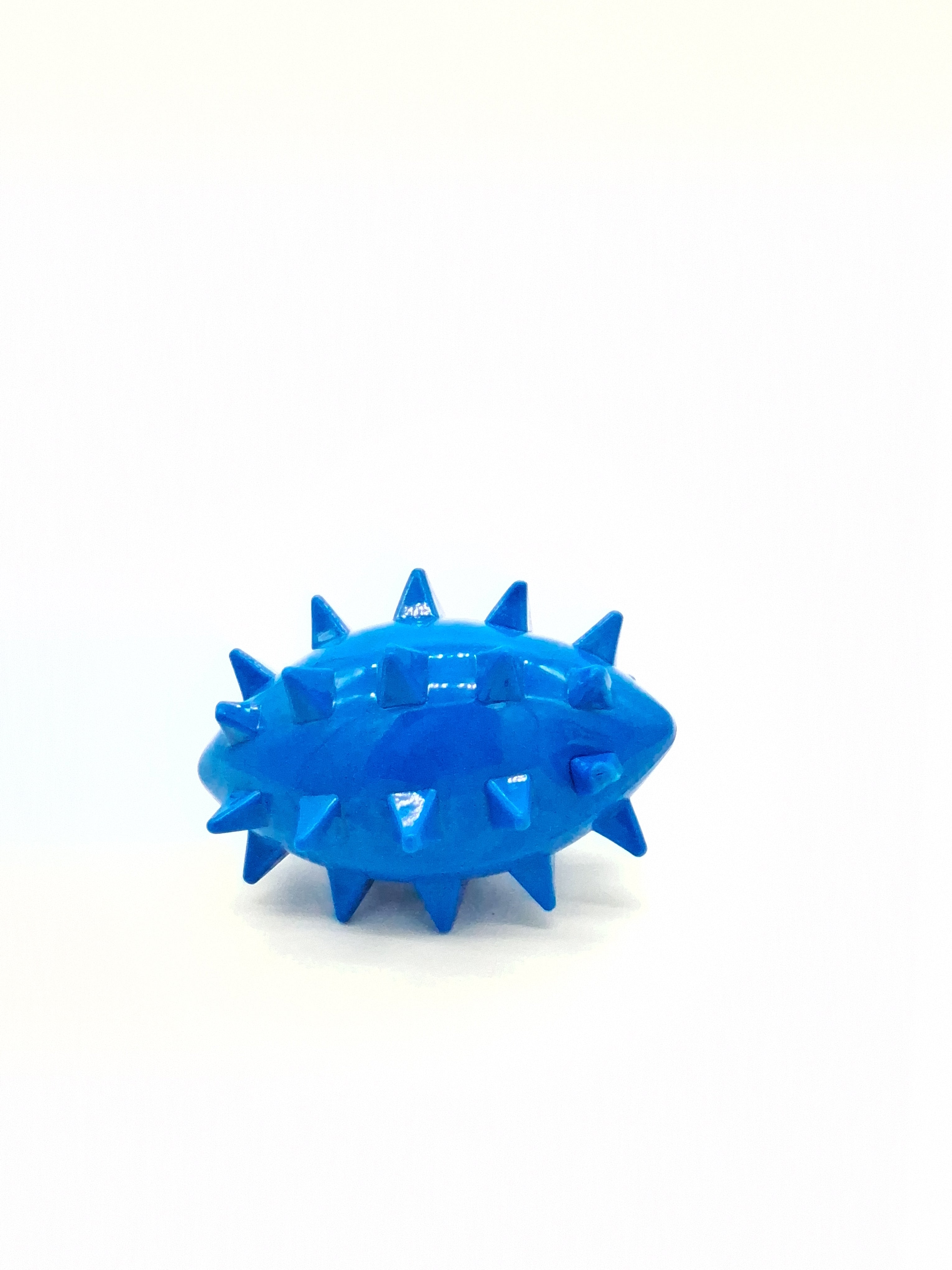Blue spiked pet toy for dogs and cats, durable and interactive play accessory