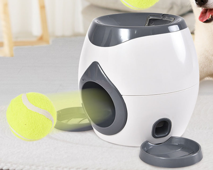 Interactive dog toy launcher with tennis balls, automatic ball thrower for pet play and exercise