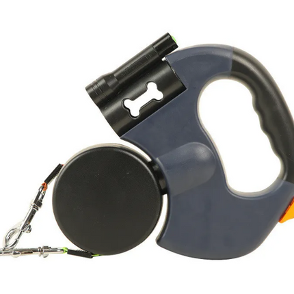 Retractable Double Dog Leash — Walk 2 Dogs, 3M, Black/Red/Grey