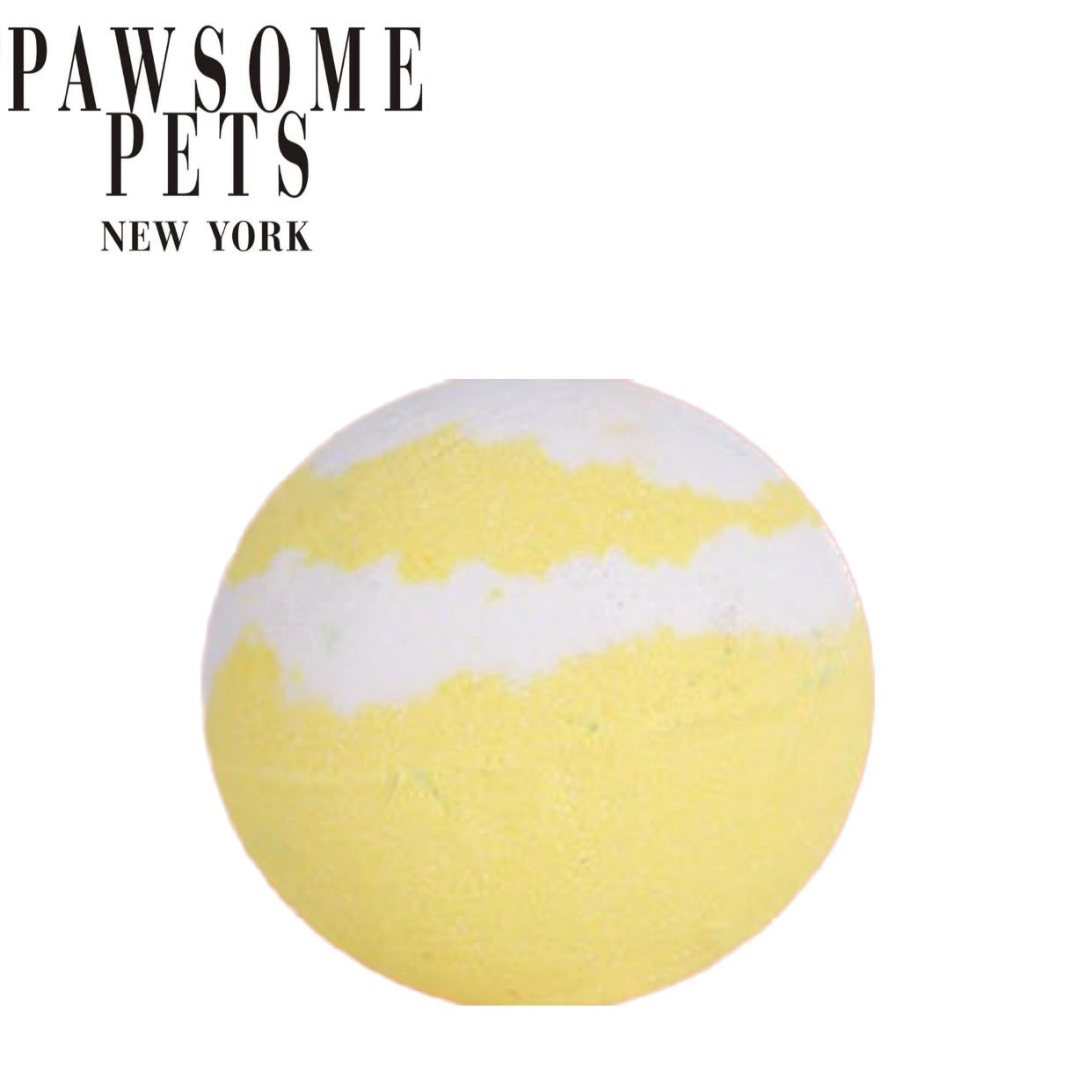 Yellow and white pet bath bomb for dogs and cats, Pawsome Pets New York