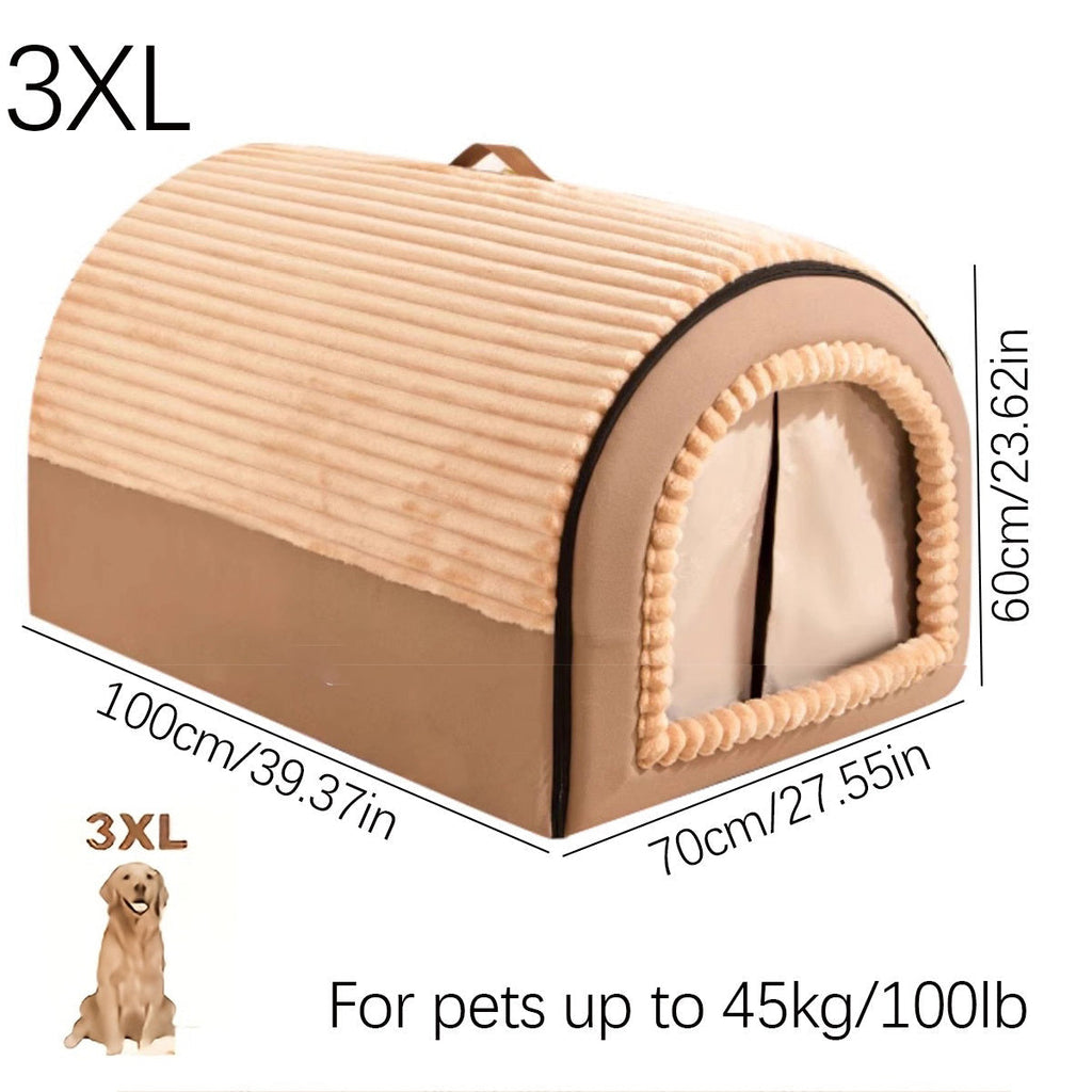 3XL cozy pet bed for dogs up to 100lb, soft corduroy design with dimensions shown