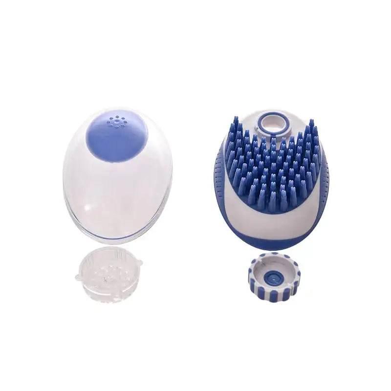 Blue and white pet grooming brush with detachable parts for dog or cat bath care