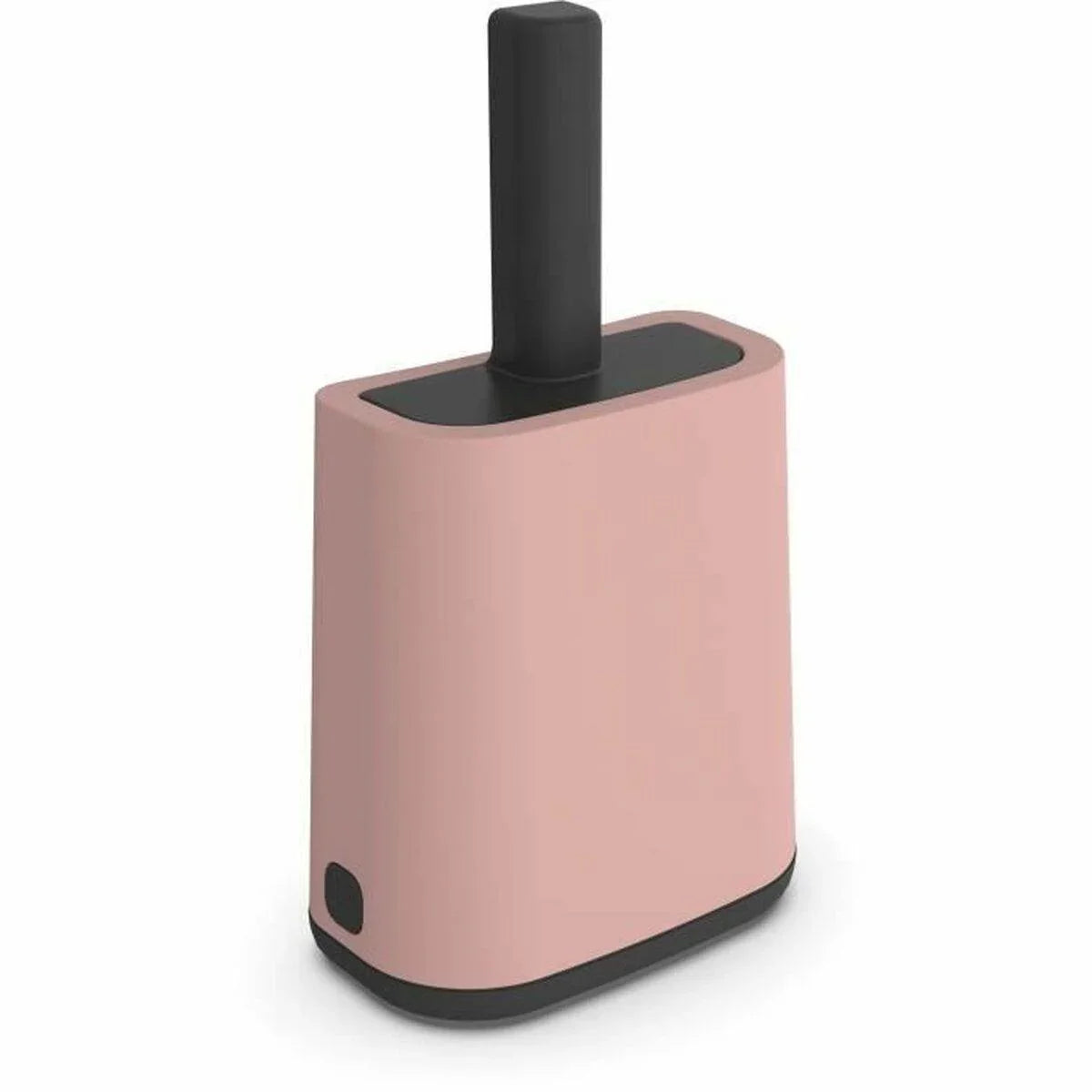 Pink pet waste bag dispenser with black handle for dogs and cats