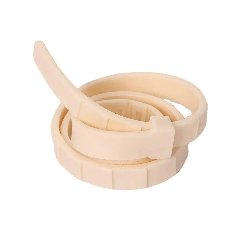 Beige silicone pet collar with adjustable buckle, soft and safe for dogs and cats