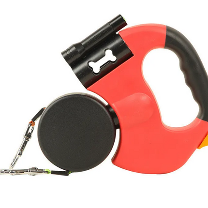 Retractable Double Dog Leash — Walk 2 Dogs, 3M, Black/Red/Grey