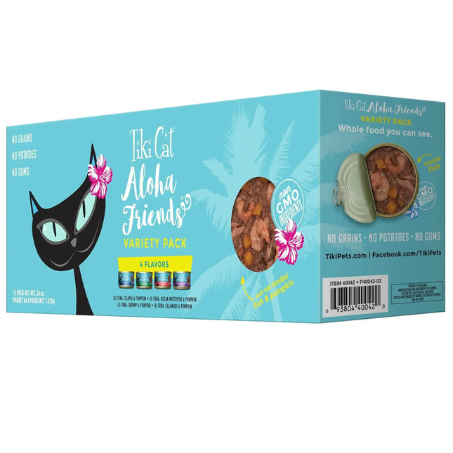 Tiki Cat Aloha Friends Variety Pack wet cat food with real shredded fish & pumpkin, grain-free, non-GMO
