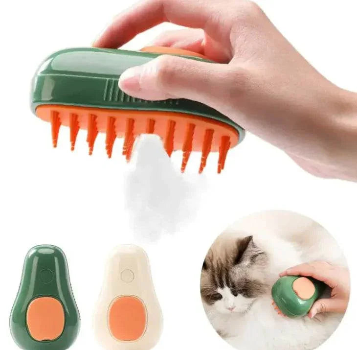 Green pet grooming brush with orange bristles, ideal for cat and dog care essentials
