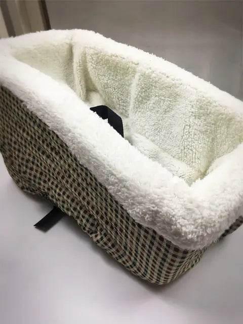 Cozy plaid pet bed with soft fleece lining for dogs or cats