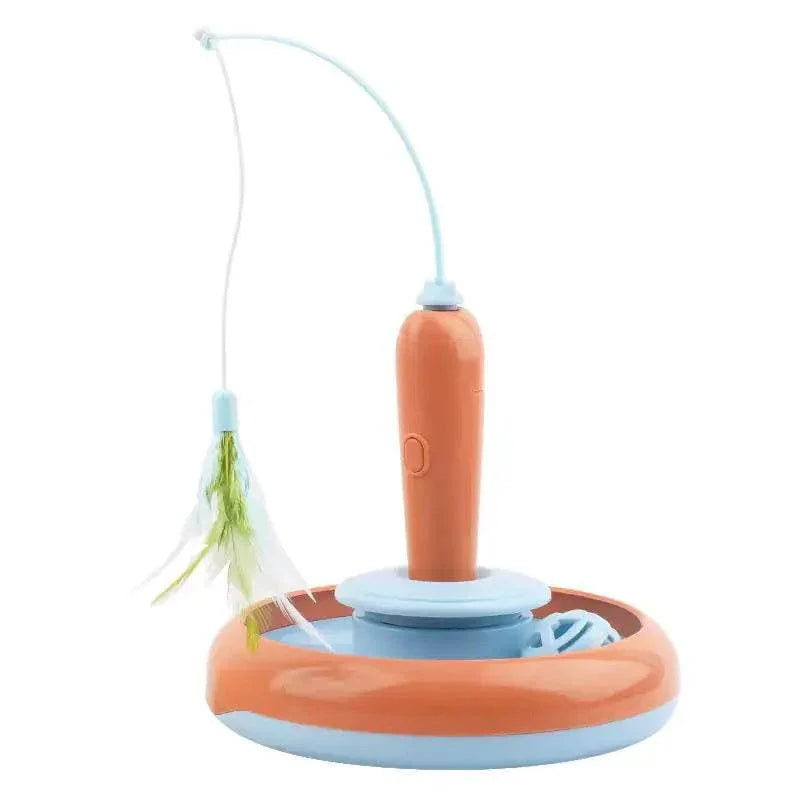 Interactive cat toy with feather wand and ball, perfect for indoor play and exercise