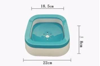 Blue and white pet water bowl with drainage, 22cm x 18.5cm, ideal for dogs and cats