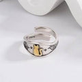 Sterling silver cat ring with gold accent, perfect pet lover accessory for cat owners