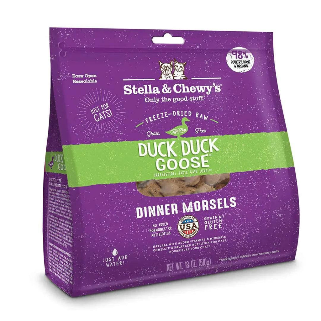 Stella & Chewy's Duck Duck Goose freeze-dried raw cat food morsels, grain-free, for cats