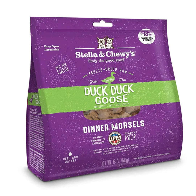 Stella & Chewy's Duck Duck Goose freeze-dried raw cat food morsels, grain-free, for cats