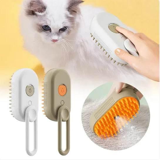 Self-cleaning pet grooming brush for cats and dogs, removes loose fur with easy push-button release
