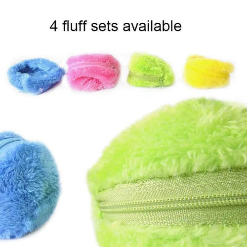 Soft fluffy pet toy balls in 4 colors, perfect for dogs and cats playtime
