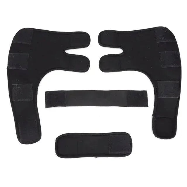 Black pet harness straps with Velcro, ideal for dog or cat walking and training accessories