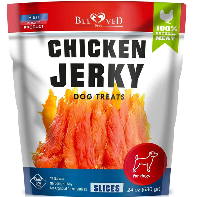 Beloved Pets Chicken Jerky Dog Treats - All Natural, 100% Natural Meat Slices for Dogs, 24 oz