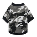 Camouflage dog shirt with black trim, pet clothing for dogs, stylish pet apparel