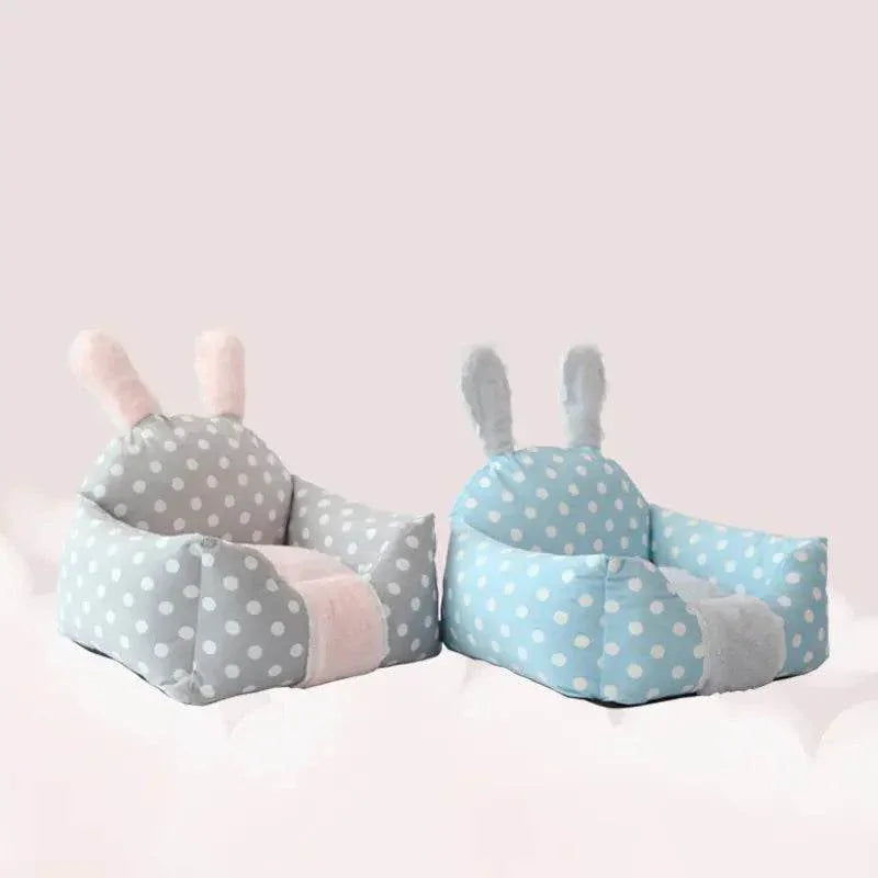 Adorable bunny ear pet beds with polka dots, cozy for cats and small dogs
