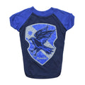 Ravenclaw house pet shirt with blue and navy design, featuring eagle crest for dogs or cats