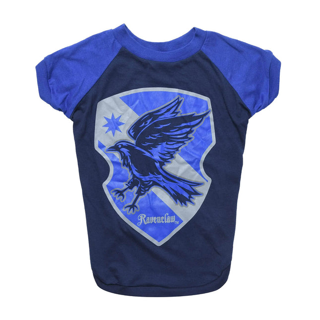 Ravenclaw house pet shirt with blue and navy design, featuring eagle crest for dogs or cats