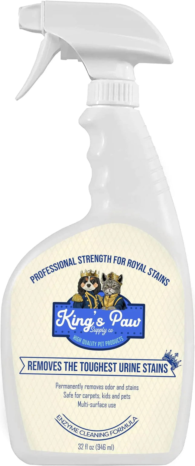 King's Paw pet stain remover spray for urine odors, safe for carpets & pets, enzyme formula