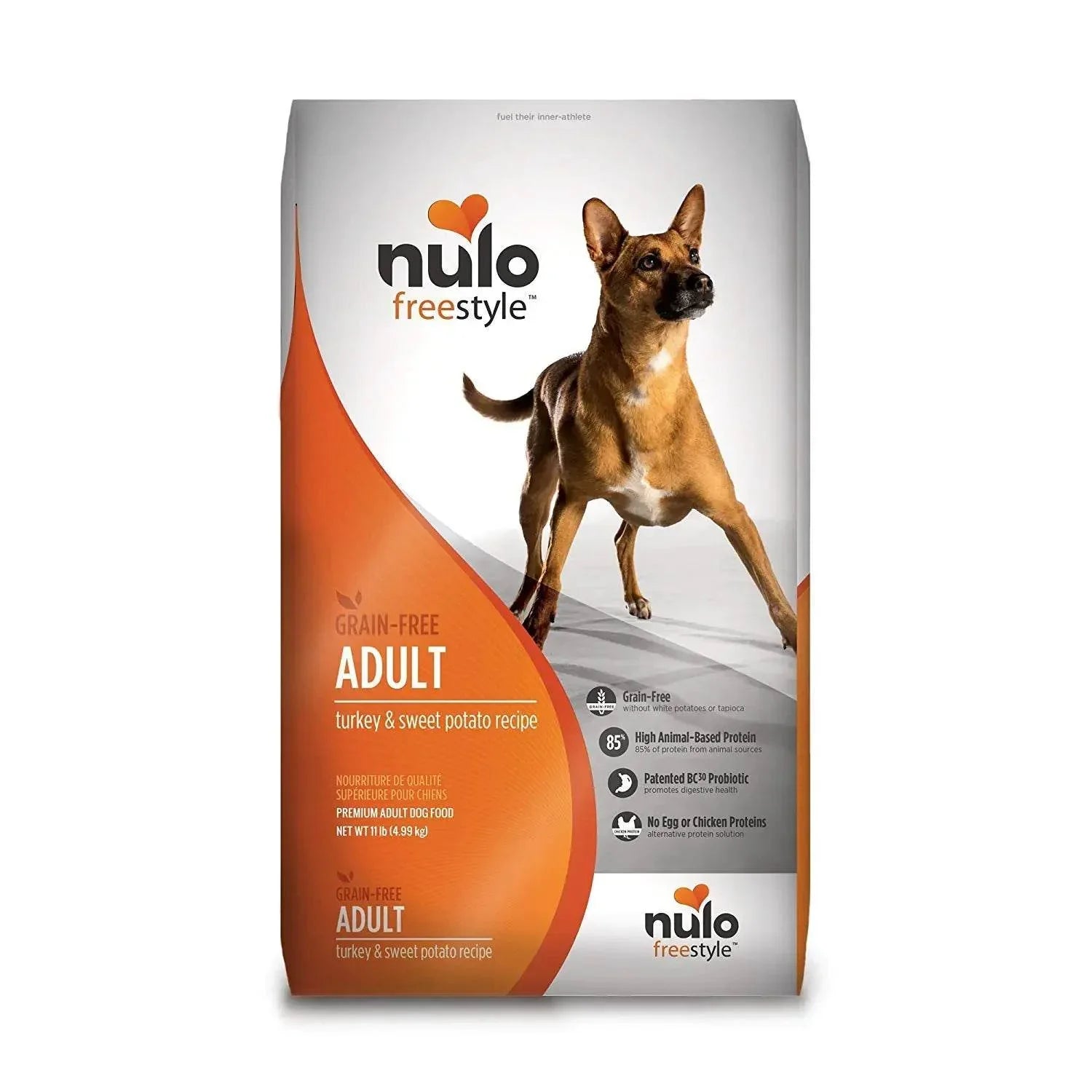 Nulo Freestyle grain-free adult dog food, turkey & sweet potato recipe, high protein, no chicken or egg