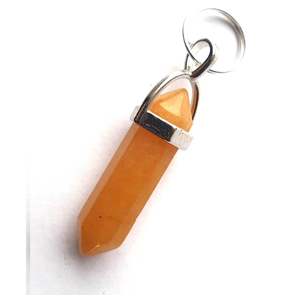 Amber crystal pet tag with silver bail, natural stone accessory for dogs and cats