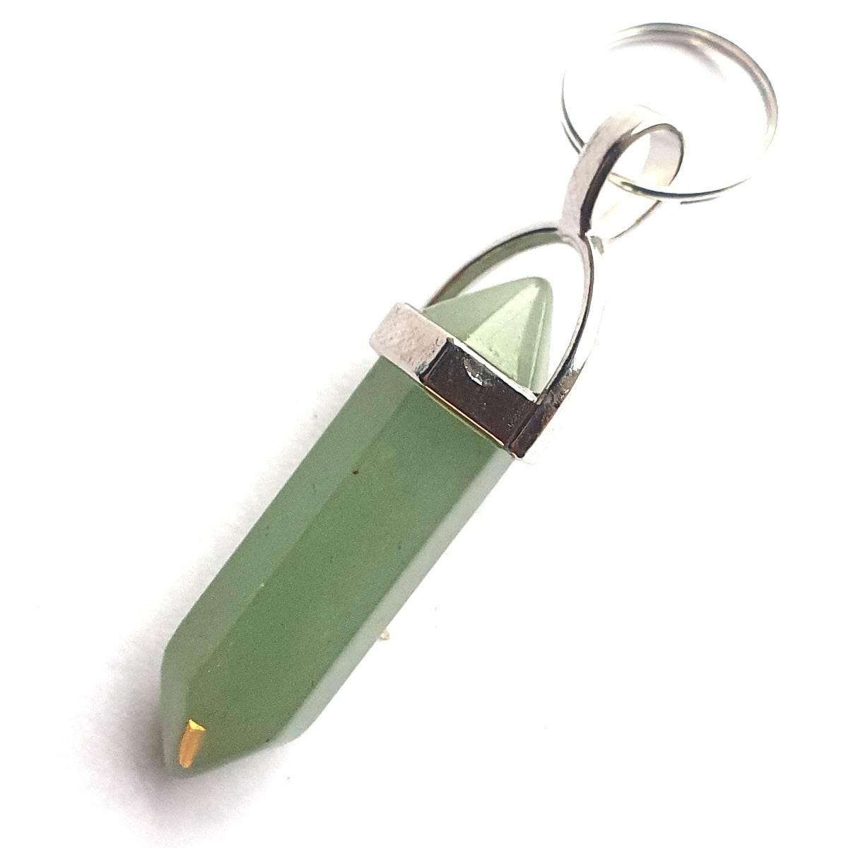 Green aventurine crystal pendant with silver bail, natural stone jewelry piece