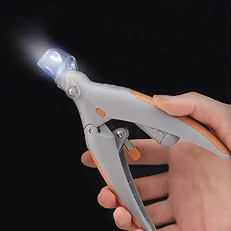 LED pet nail clippers with safety guard for dogs and cats, ergonomic design for precise grooming