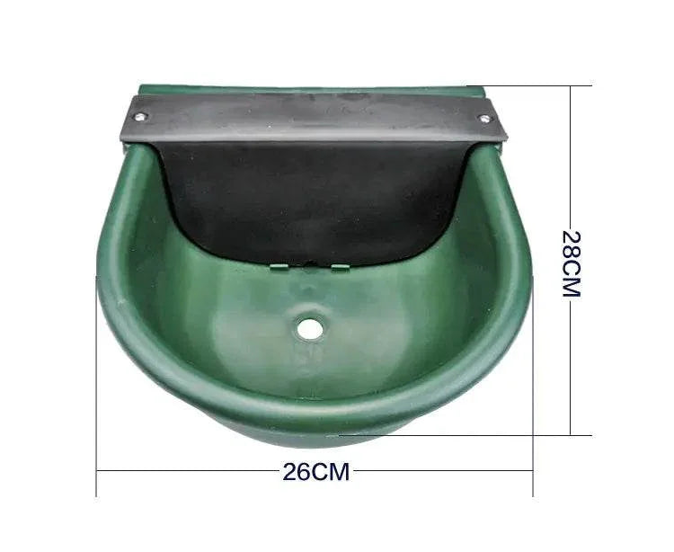 Green plastic pet feeder with black lid, 26cm x 28cm, for dogs and cats