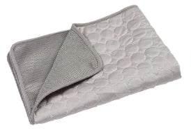 Soft gray quilted pet blanket for dogs and cats, cozy pet bed accessory